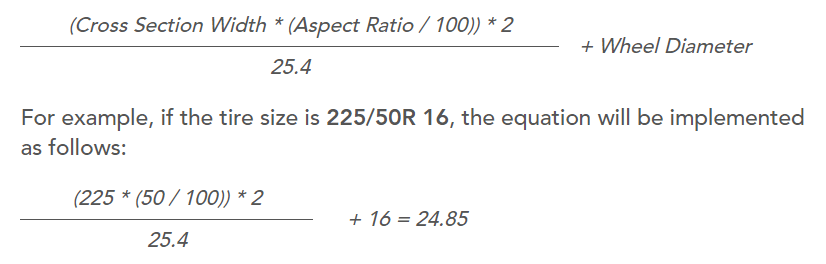 Formula For Tire Diameter